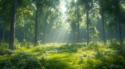 Obraz premium Sunlit Forest Meadow