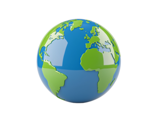 a blue and green globe