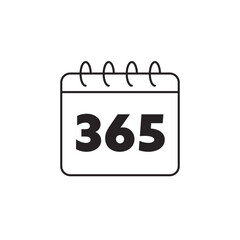 365 days, full year icon with calendar, vector