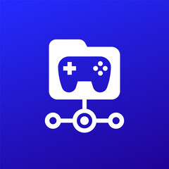 game folder icon with gamepad, vector