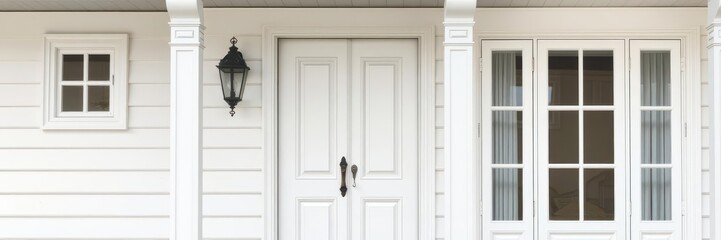 Fototapeta premium Collection of various white doors of different styles and designs isolated on white background, white, elegant, house