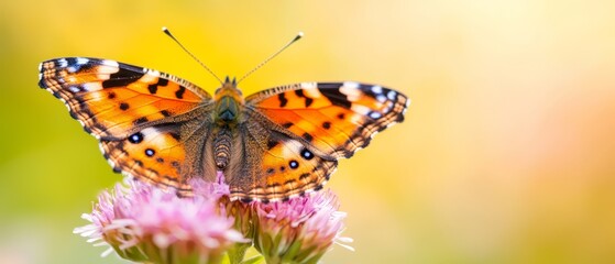 Obraz premium A butterfly sitting on top of a pink flower