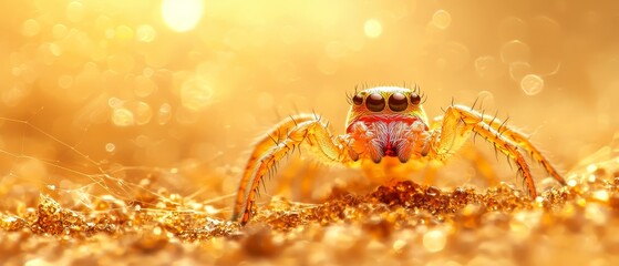A close up of a jumping spider on the ground