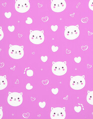 Obraz premium purple wallpaper for a children's room with drawings and hearts