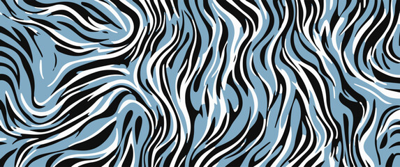 Obraz premium The soft, flowing lines of the blue zebra pattern create a sense of movement and energy