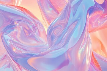 Obraz premium A fluid, abstract seamless pattern featuring holographic gradients and soft curves, creating a surreal, futuristic landscape of shifting light and color, perfect for wallpapers or digital art