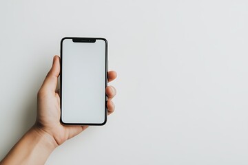 Pov first person close up view photo of female hands using smartphone with copy space isolated white background
