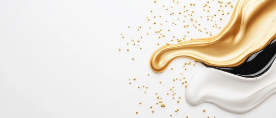a white and gold liquid splash on a white background