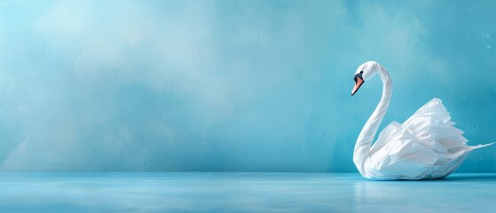 Fototapeta premium A white swan floating on top of a body of water