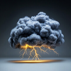 Storm clouds release powerful lightning strikes