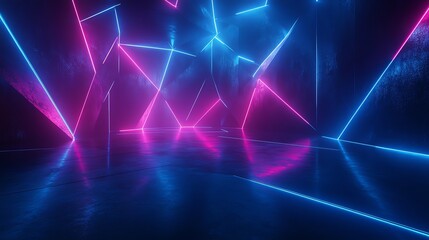 Naklejka premium Futuristic neon lights create a vibrant and dynamic visual atmosphere.