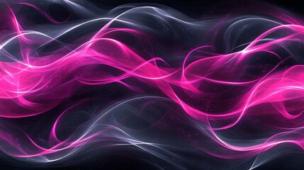 Fototapeta premium Abstract flow of vivid pink and white waves on a dark background, creating a dynamic look.