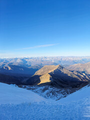 Fototapeta premium European Alps Mountain range on a sunny day panorama.