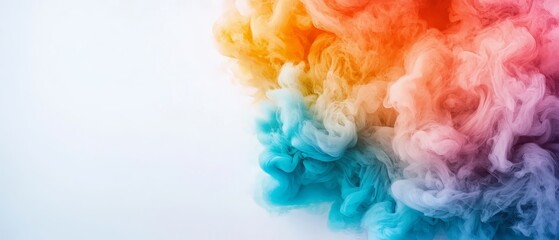 Fototapeta premium A colorful cloud of smoke on a white background