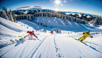 Exhilarating Skiing Adventure on a Fresh Powder Morning