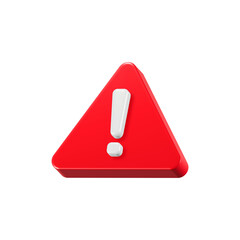 red warning sign with triangle 3d symbol icon rendering