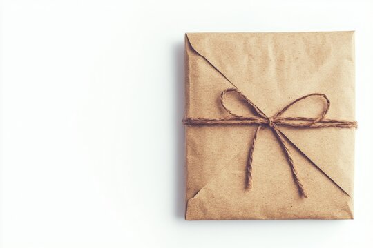 A brown package wrapped in brown paper with a brown string, ideal for use as a prop or element in various scenes