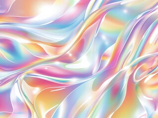 Naklejka premium A vibrant holographic seamless pattern with swirling abstract shapes, featuring soft