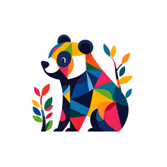 Fototapeta premium Vibrant and Playful Geometric Panda in Flat Style