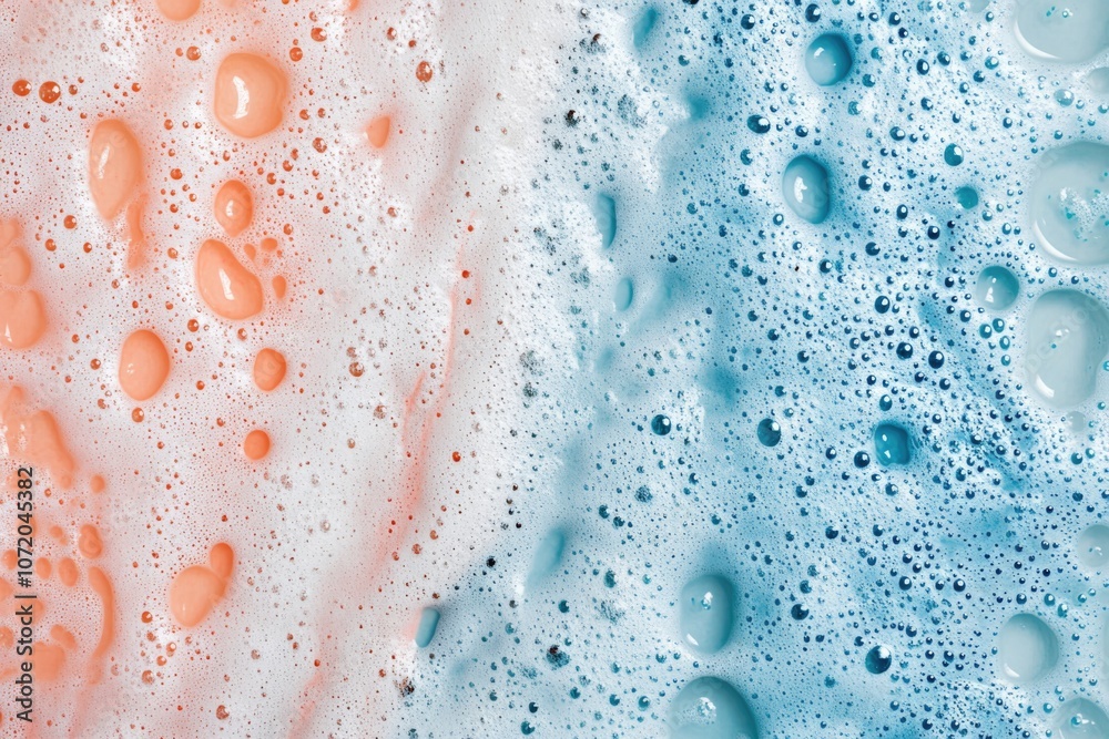 Poster Two colorful bubbles float together, capturing the simplicity and beauty of these ephemeral objects