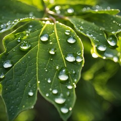 leaf with water drops on it