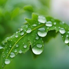 water drops on green leaf