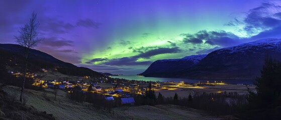 Fototapeta premium Breathtaking Norway West Coast with Majestic Mountains and Northern Lights