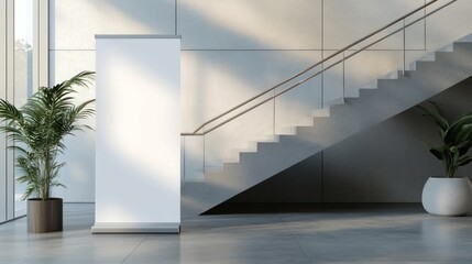 Obraz premium Blank Banner Mockup in Modern Lobby