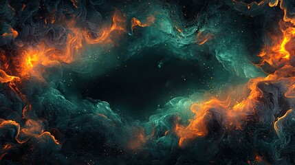 Obraz premium Abstract fiery and smoky background with a dark center.