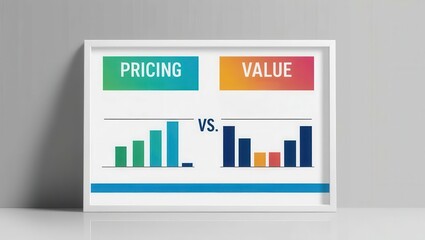 A graphic showing a comparison between pricing and value, illustrated with bar charts to emphasize differences in data representation.
