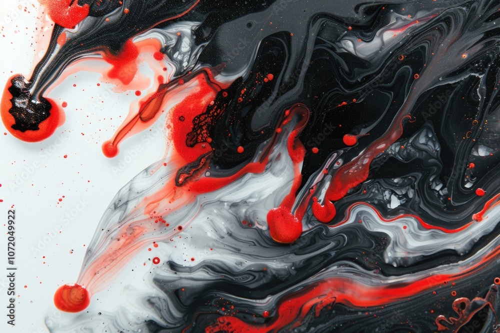 Poster close-up of a mysterious black and red liquid mixture
