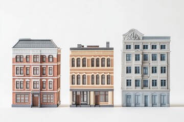 Fototapeta premium Compact row of three buildings standing side by side