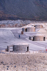 Bunkers near crater of aso volcano