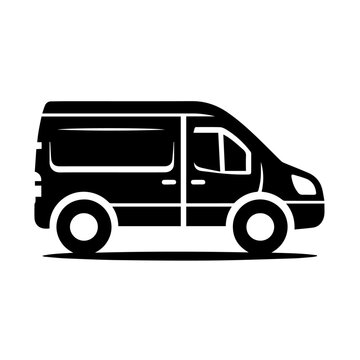 recommend clip art: Classic Van Icon, Stylish Monochrome Vector Illustration of Retro Camper Van