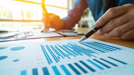 Professionals collaborate in a bright modern workspace to analyze data and drive business insights