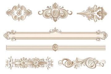 Fototapeta premium Baroque Luxurious style furniture. Elegant Wood table and chair set with rich acanthus ornaments. Vector sketch 