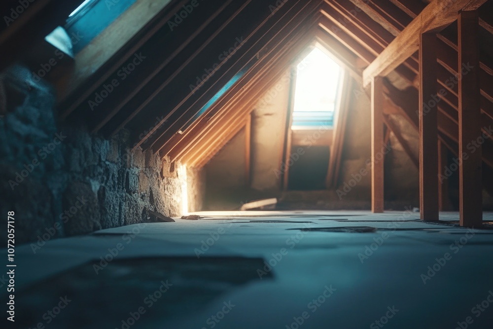 Aufkleber a window in the middle of an attic