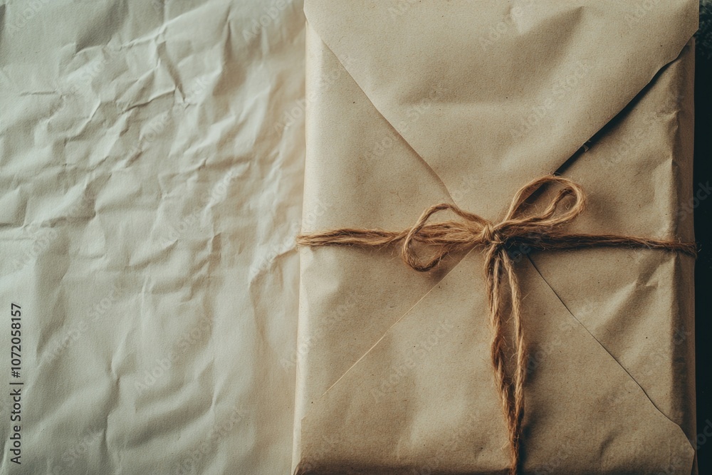 Poster a closed brown envelope secured with a brown string