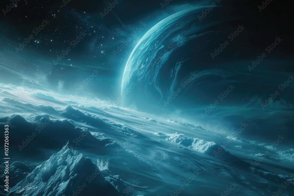 Aufkleber a view of a planet from a space station