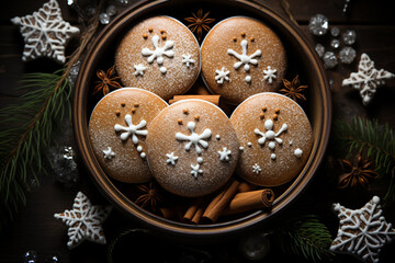 Christmas gingerbread men. Background for a New Year's card.