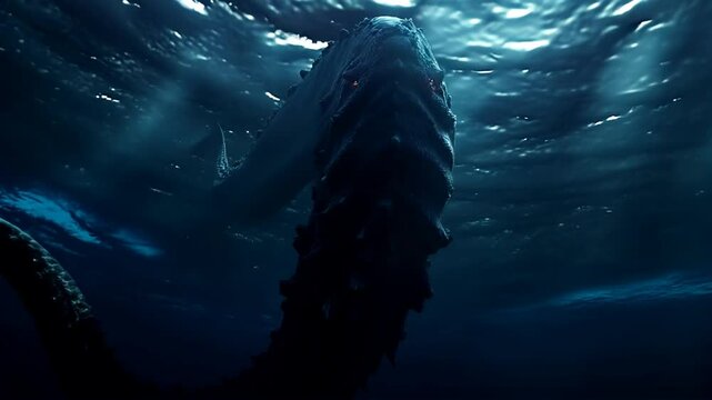 the scary underwater monster in the ocean is very realistic and cool