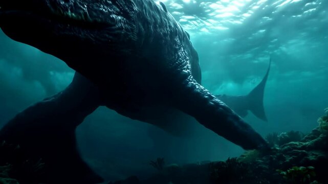 the scary underwater monster in the ocean is very realistic and cool