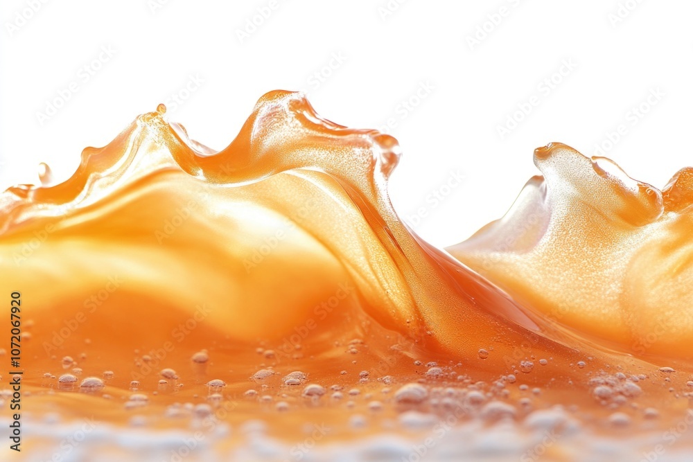 Poster a close-up view of a liquid wave on a white surface, ideal for use in scientific or educational cont