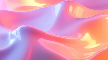 Obraz premium Abstract background with flowing, iridescent colors, featuring a gradient of pink, orange, and yellow.