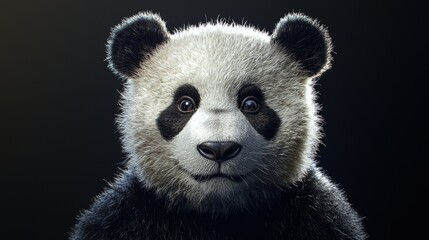 Fototapeta premium Realistic Panda Portrait with Soft Lighting
