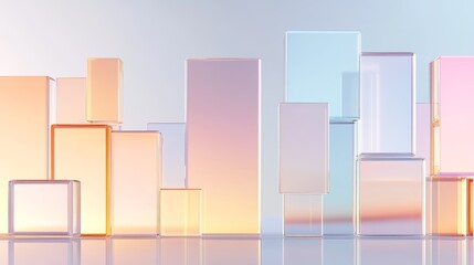 Fototapeta premium Illuminating design, stacked translucent glass blocks create a play of light and shadow