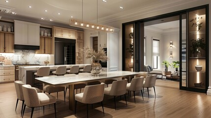 Dining room in upscale home with built-ins