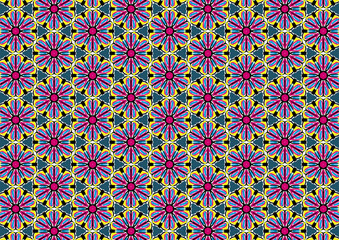 Colorful flower from geometric line art background pattern.
