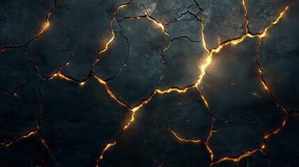 Cracked Wall with Golden Veins