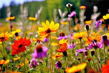 wildflower field a vibrant colorful field filled with wildflower